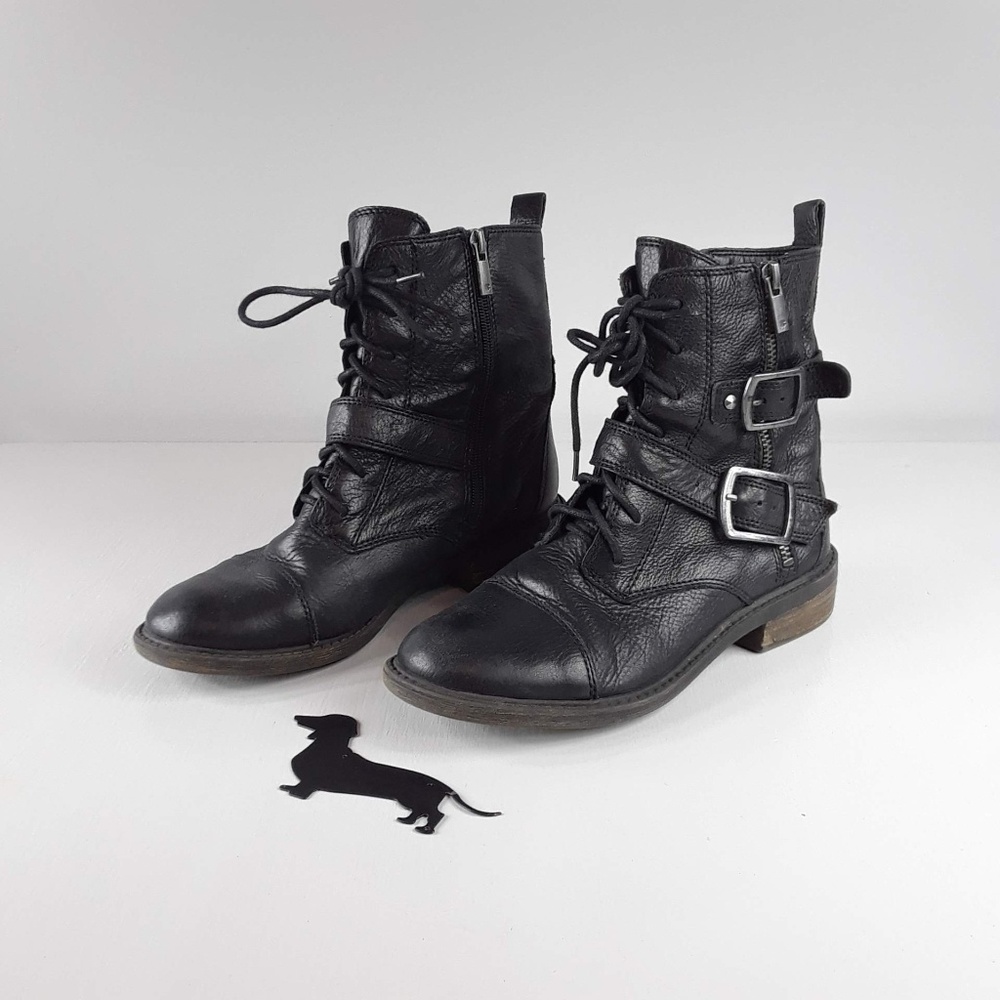 Lucky Brand Nolan Black Leather Combo Boots